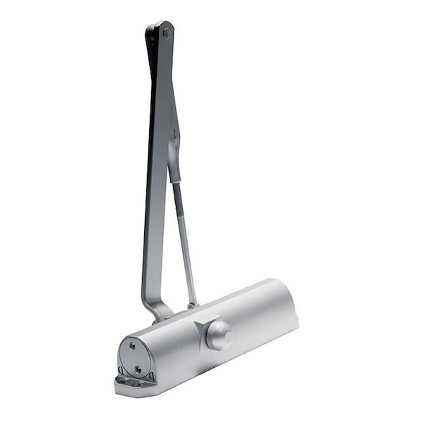 Door Closer, Aluminum Painted, Round Arm Secure Non-Hold Open Arm, Size 5,